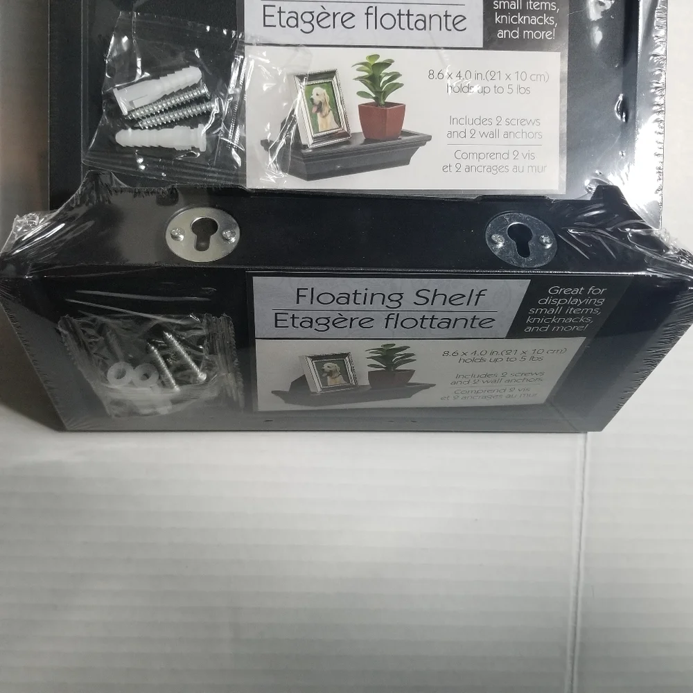 NEW IN PACKAGING SET OF 3 BLACK FLOATING SHELVES